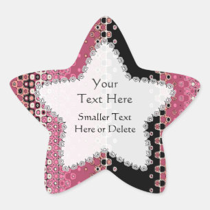 Pink Black Party Favour Star Label Sticker