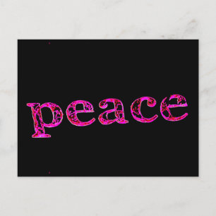 pink/black peace postcard