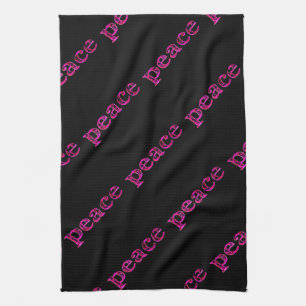 pink black peace tea towel