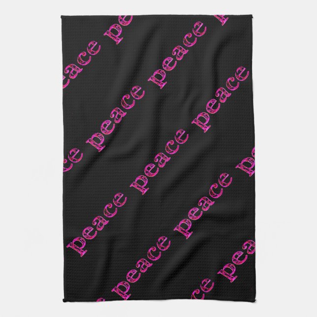 pink black peace tea towel (Vertical)