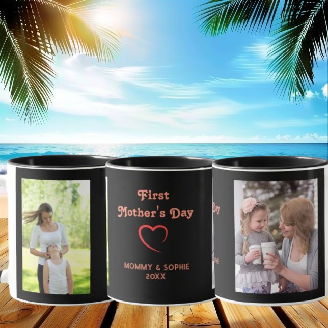 Pink Black | Photo Script First Mother's Day Mug (Creator Uploaded)