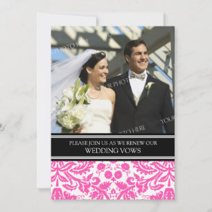 Pink Black Photo Wedding Vow Renewal Invitation