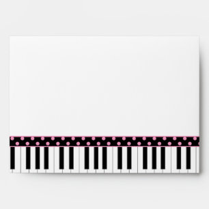 Pink Black Piano Theme Sweet 16 Envelope