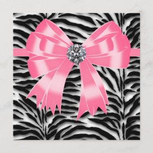 Pink Black Pink Zebra Party Invitation Template