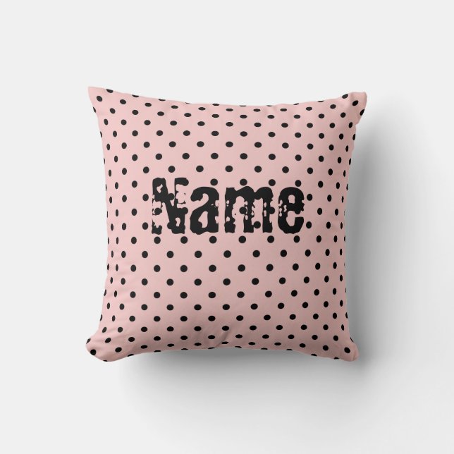 Pink black polka dot cushion (Front)