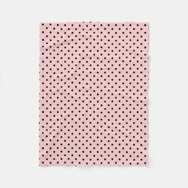 Pink black polka dot fleece blanket (Front)