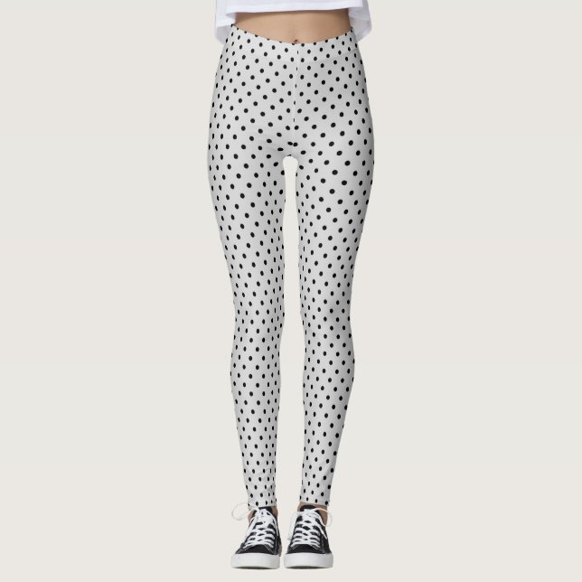 Pink black polka dot leggings (Front)