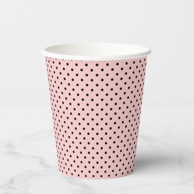 Pink black polka dot paper cups (Front)