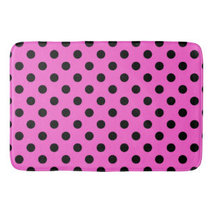 Pink & Black Polka Dots Dot Bath Mat