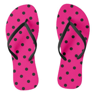 Pink/Black Polka Dots Flip Flops