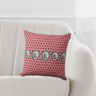 Pink Black Polka Dots Fun Unique Wild West Buffalo Cushion