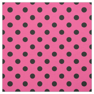 Pink Black Polka Dots Textile Fabric