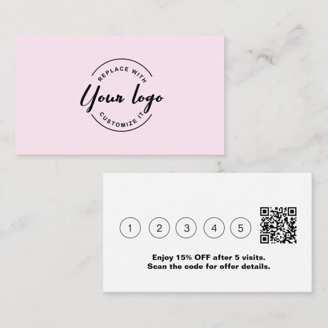 Pink Black Professional Business QR Code Offer Loyalty Card (Front/Back)