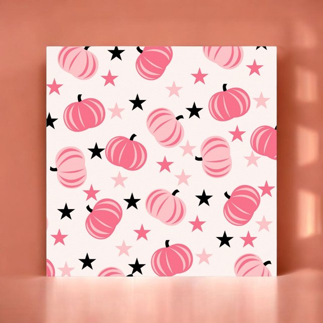 Pink & Black Pumpkin with Stars Halloween & Autumn Poster (Creator Uploaded)
