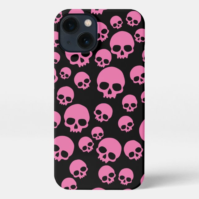 Pink Black Random Skulls Pattern iPhone Case (Back)