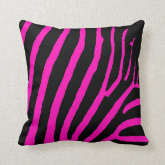 Pink black razberry zebra stripe throw pillow