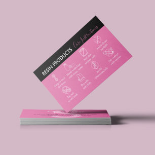 Pink Black Resin Products Care Instructions Business Card