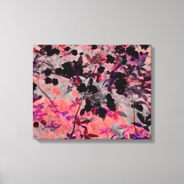 Pink black romantic asian style flower pattern art canvas print (Front)