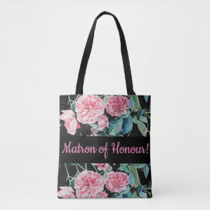 Pink Black Roses Rose Matron of Honour Tote Bag