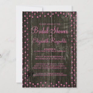Pink Black Rustic Country Bridal Shower Invitation