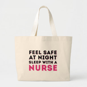 Pink Black Sassy Nurse Humor Large Tote Bag