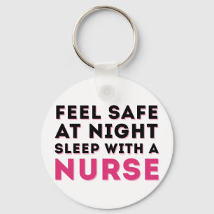 Pink Black Sassy Nurse Humour Key Ring