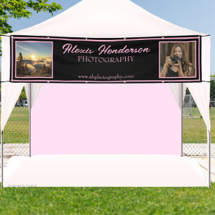 Pink & Black Script Modern 2 Photo booth Tent Bann Banner