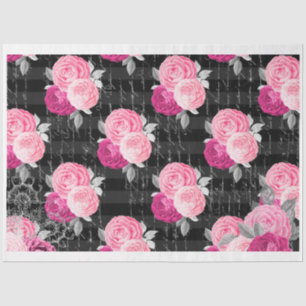 Pink & Black Shabby Glam Roses 2 Decoupage Paper