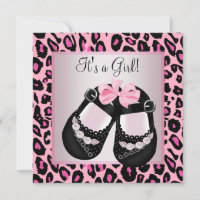Pink Black Shoes Pink Leopard Baby Girl Shower