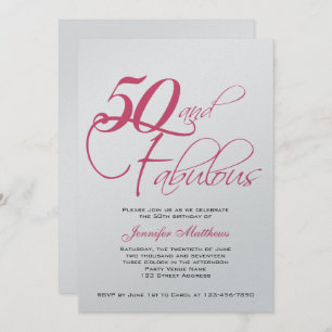 Pink Black Silver 50th Birthday Invitations