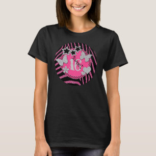 Pink Black Silver Zebra Glitter Sweet 16 T-Shirt