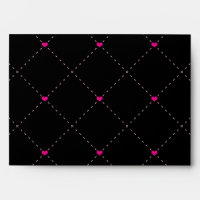 Pink & Black Skull & Hearts Invitation Envelope