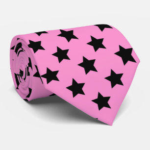 Pink black star tiled pattern tie