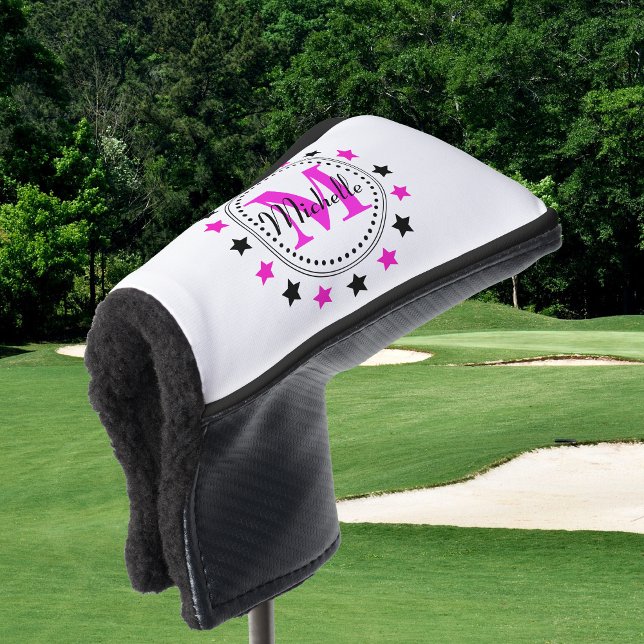 Pink Black Stars Monogram Putter Cover (Creator Uploaded)