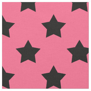 Pink Black Stars Pattern Decorative Textile Fabric