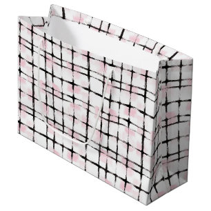 Pink Black Stripes Birthday Large Gift Bag