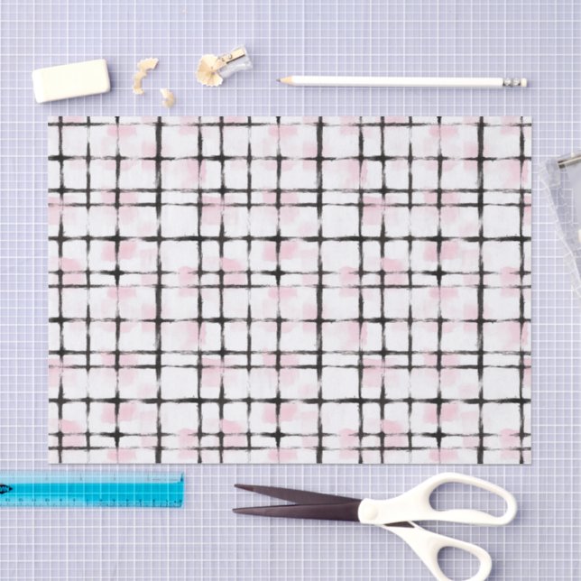 Pink Black Stripes Birthday Tissue Paper (Craft)
