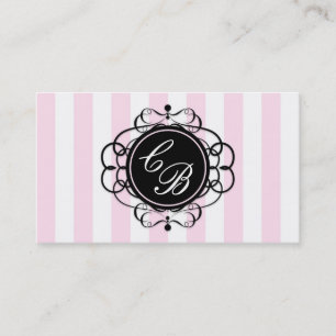 Pink & Black Stripes Chic Boutique Business Card