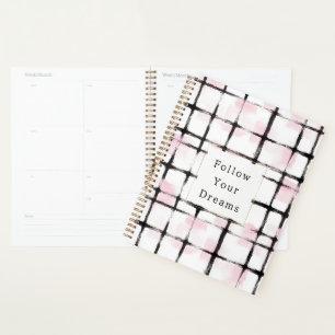 Pink Black Stripes Follow your dreams Planner