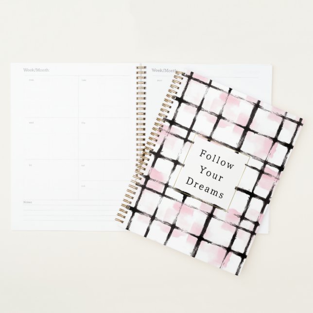 Pink Black Stripes Follow your dreams Planner (Display)