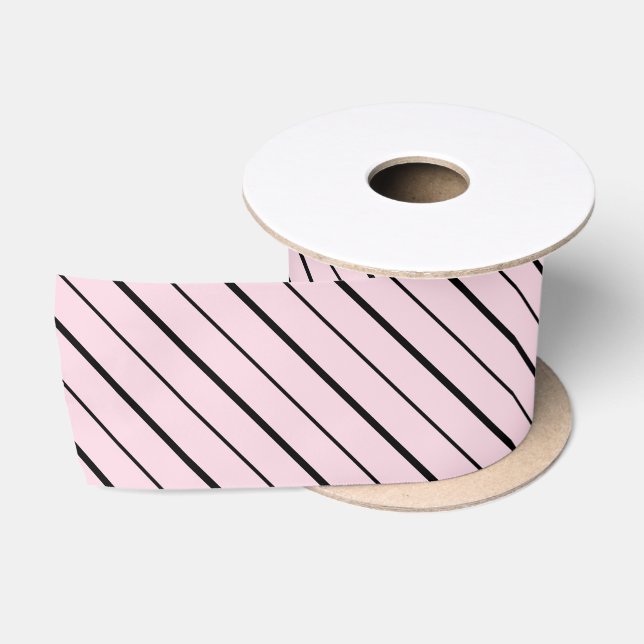 Pink & Black Stripes Gift Wrapping  Satin Ribbon (Spool)
