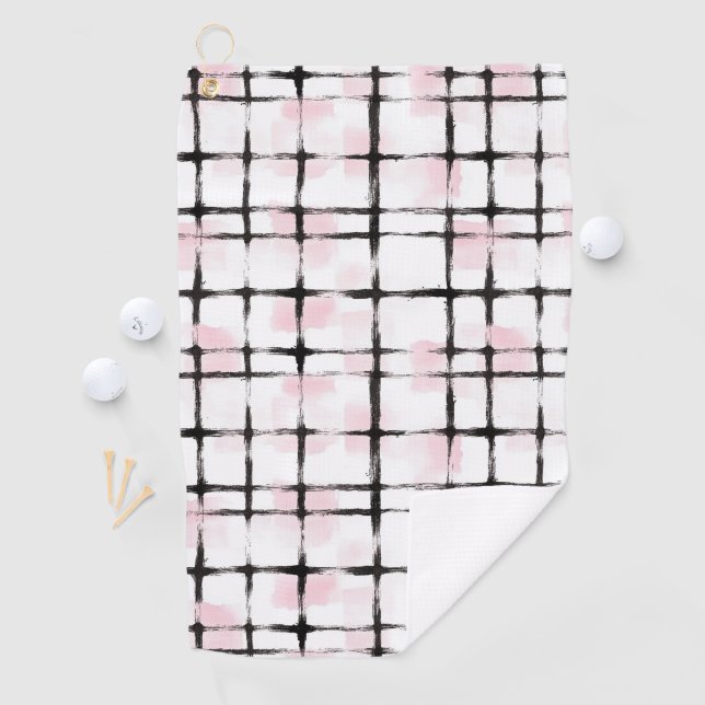 Pink Black Stripes   Golf Towel (InSitu)