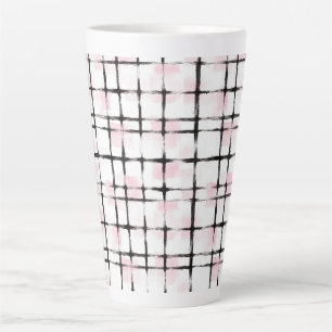 Pink Black Stripes  Latte Mug