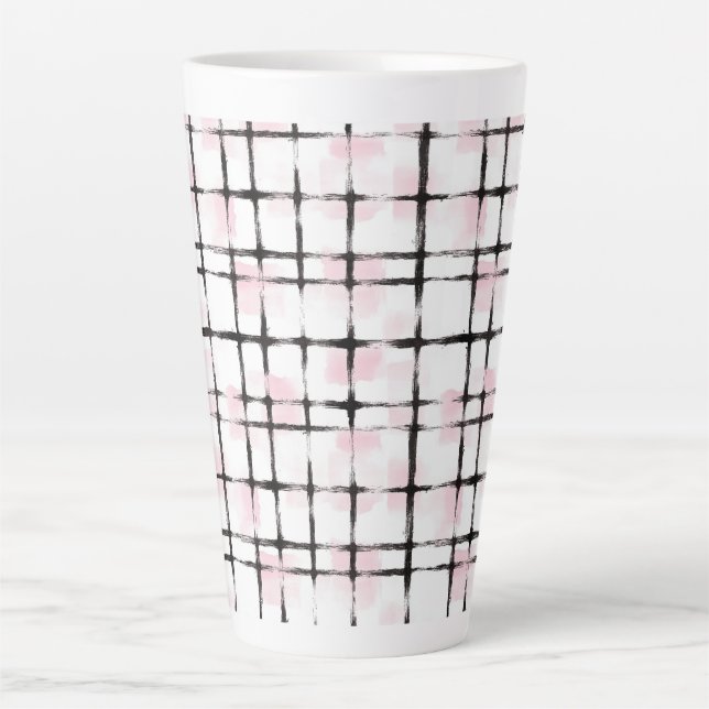 Pink Black Stripes  Latte Mug (Front)