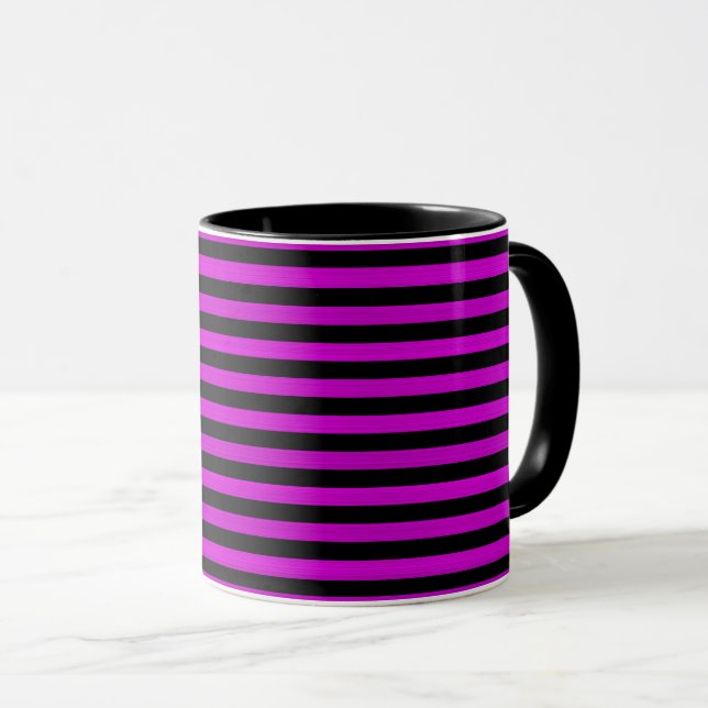 Pink Black Stripes Seamless Pattern Mug (Front Right)