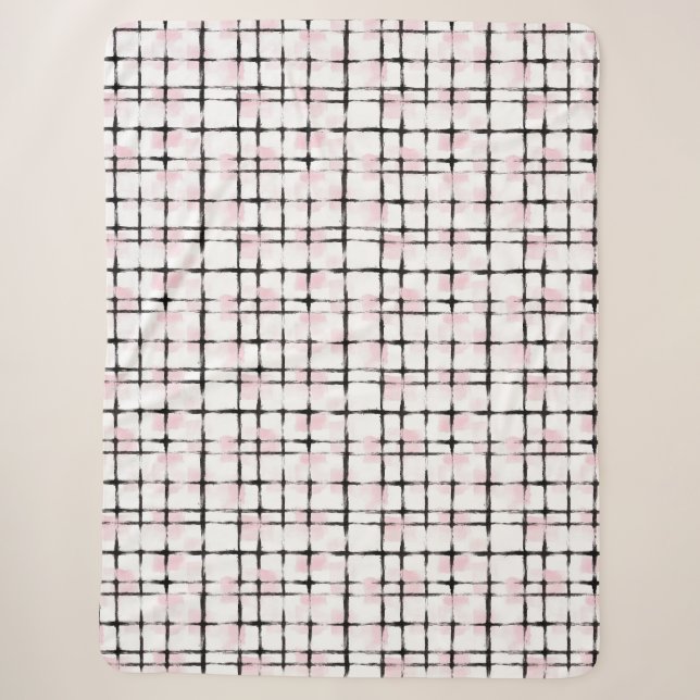 Pink Black Stripes  Sherpa Blanket (Front)