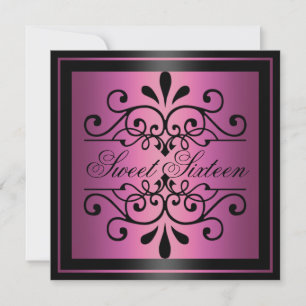 Pink & Black Sweet 16 Invitation