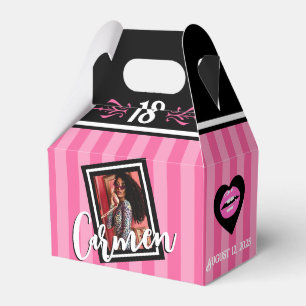 Pink & Black Sweet Heart Pink Spa Photo  Favour Box