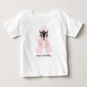 Pink & Black Tepee Arrows Boho Chic Wild ONE 1st Baby T-Shirt