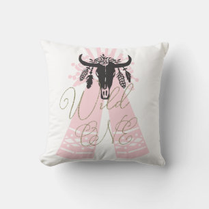 Pink & Black Tepee Arrows Boho Chic Wild ONE Cushion